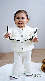 Fırfırlı Kız Bebek 2'Li Triko Takım