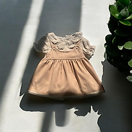 Dantelli Pudra Kız Çocuk Elbisesi 6-24 Ay