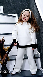 Triko Saç Bantlı Tunikli 3'Lü 2-6 Yaş Kız Çocuk Takımı