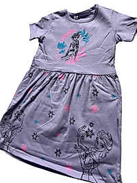 Mor Renk Baskılı Kız Çocuk Elbise