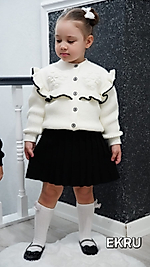 Fırfırlı Kız Çocuk 3-7 Yaş Etekli Triko Takım