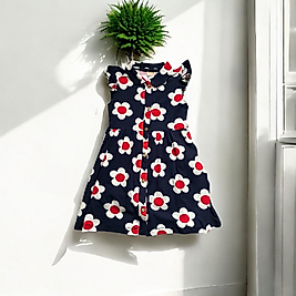 Yakalı Çiçek Desenli 2-5 Yaş Kız Çocuk Elbisesi