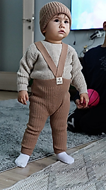 Selanik Örgüsü Oversize Kazaklı Çarpraz Askılı Triko Takım