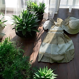 Şapkalı Pudra Kız Çocuk Elbisesi