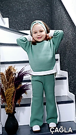 Triko Saç Bantlı Tunikli 3'Lü 2-6 Yaş Kız Çocuk Takımı