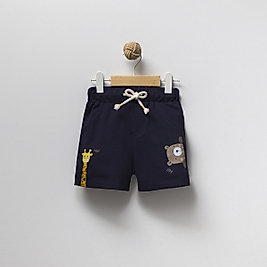 Baskılı  Lacivert İki İpli Erkek Çocuk Şort