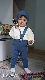 Selanik Örgüsü Oversize Kazaklı Çarpraz Askılı Triko Takım