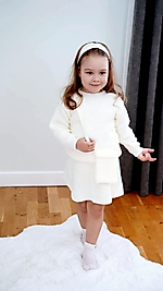 Selanik Örgülü 4'Lü Etekli 2-5 Yaş Kız Çocuk Takımı