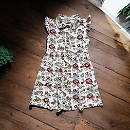 Kız Çocuk Yakalı Çiçek Desenli Elbise 2-5 Yaş