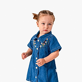 Kız Çocuk Nakışlı Kot Elbise 1-4 Yaş