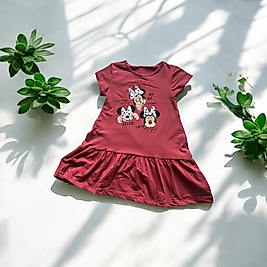 Mickey Mouse Baskılı Kız Çocuk Elbisesi