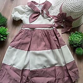 Şapkalı Pembe Kız Çocuk Elbisesi