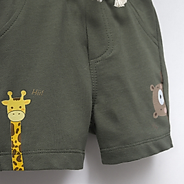 Baskılı Yeşil İki İpli Erkek Çocuk Şort