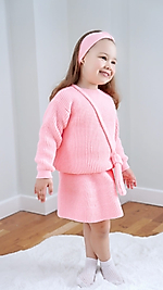 Selanik Örgülü 4'Lü Etekli 2-5 Yaş Kız Çocuk Takımı