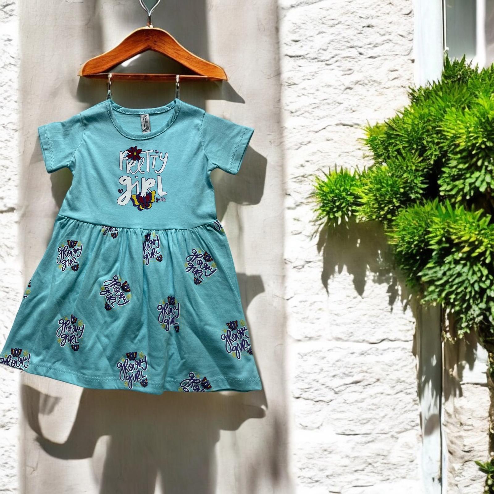 Prety Gril Baskılı Kız Çocuk Elbise