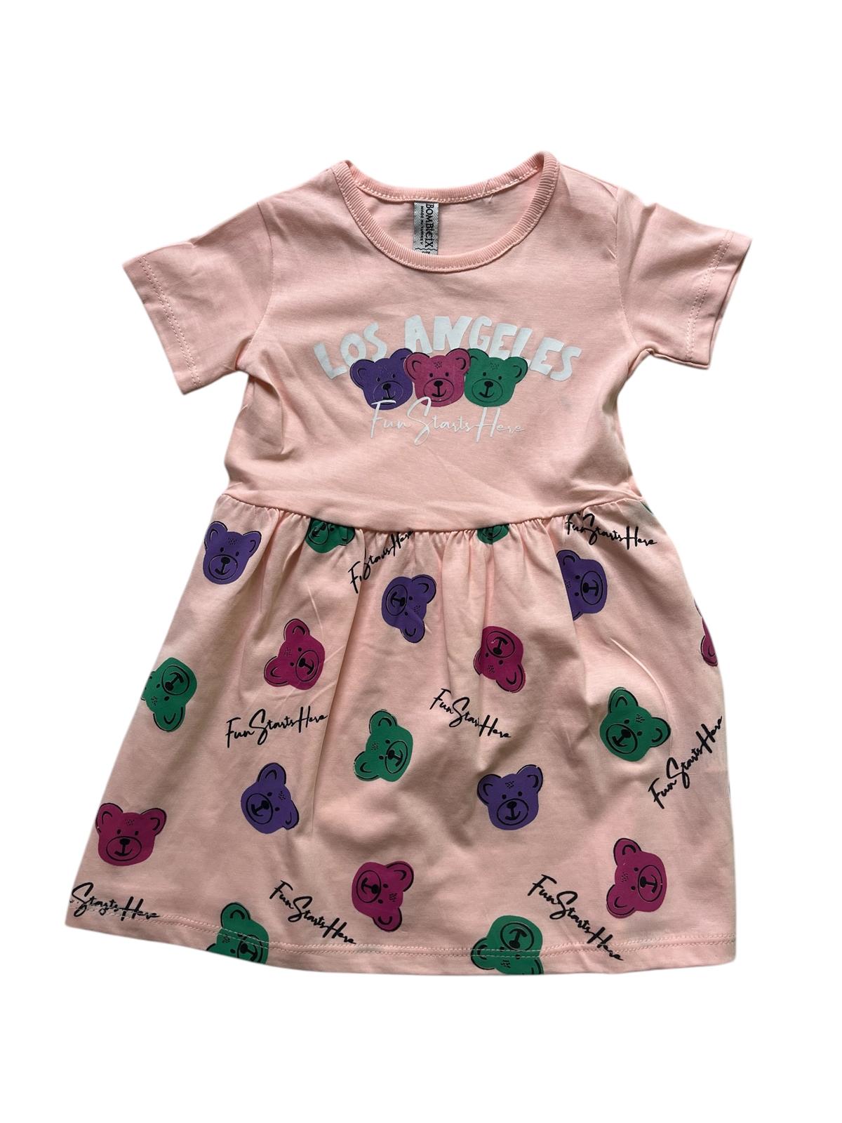 Los Angeles Baskılı Kız Çocuk Elbise