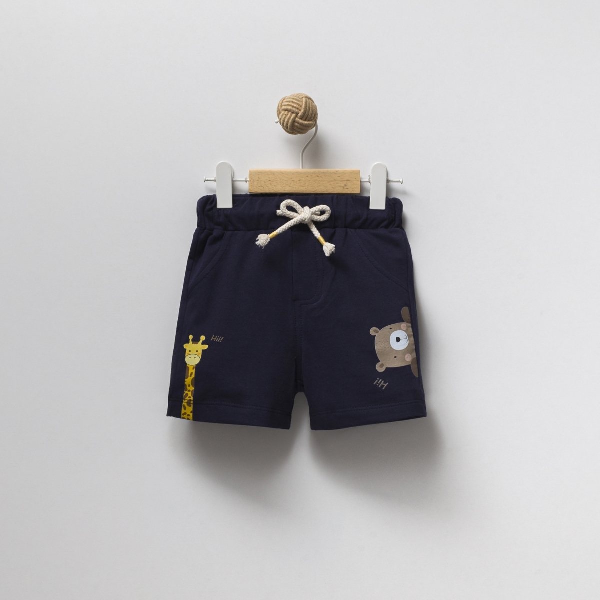 Baskılı  Lacivert İki İpli Erkek Çocuk Şort