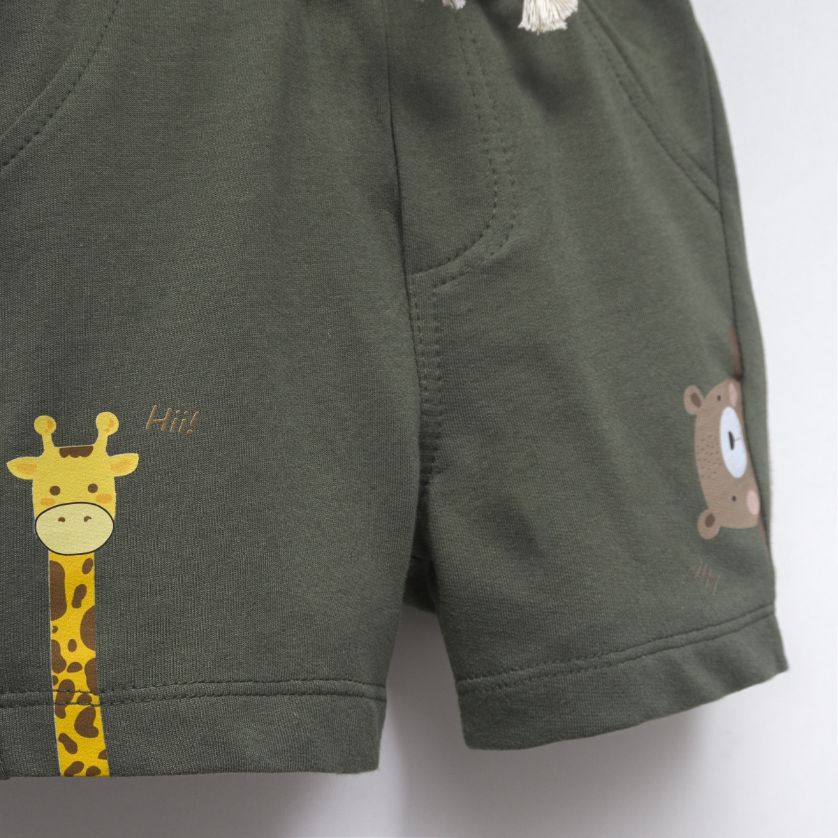 Baskılı Yeşil İki İpli Erkek Çocuk Şort