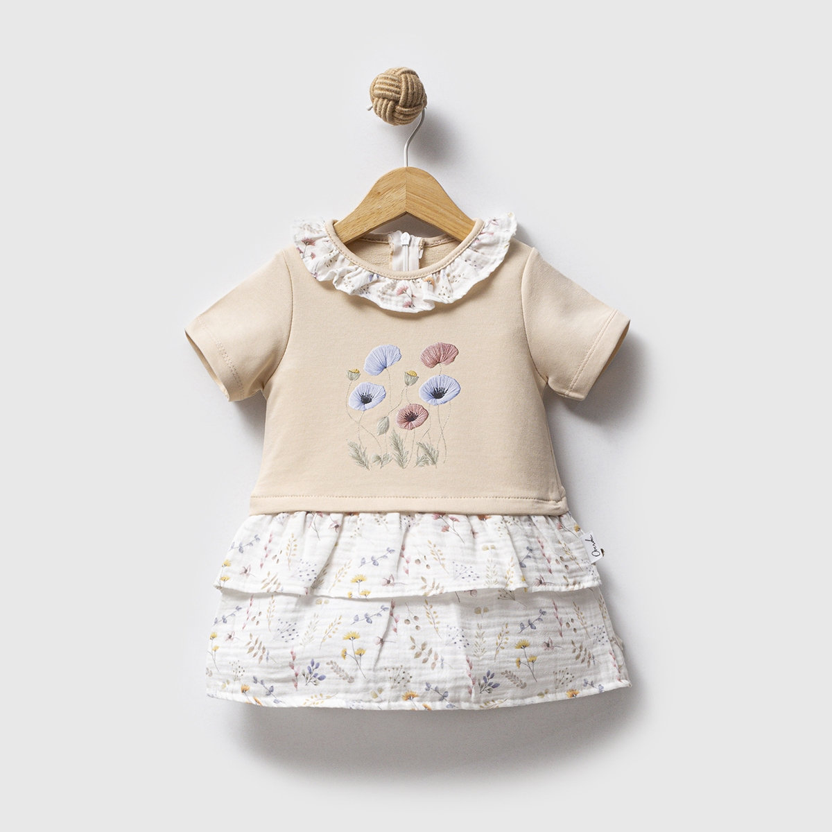 Kız Çocuk 1-4 Yaş Kısa Kol Çiçekli Elbise