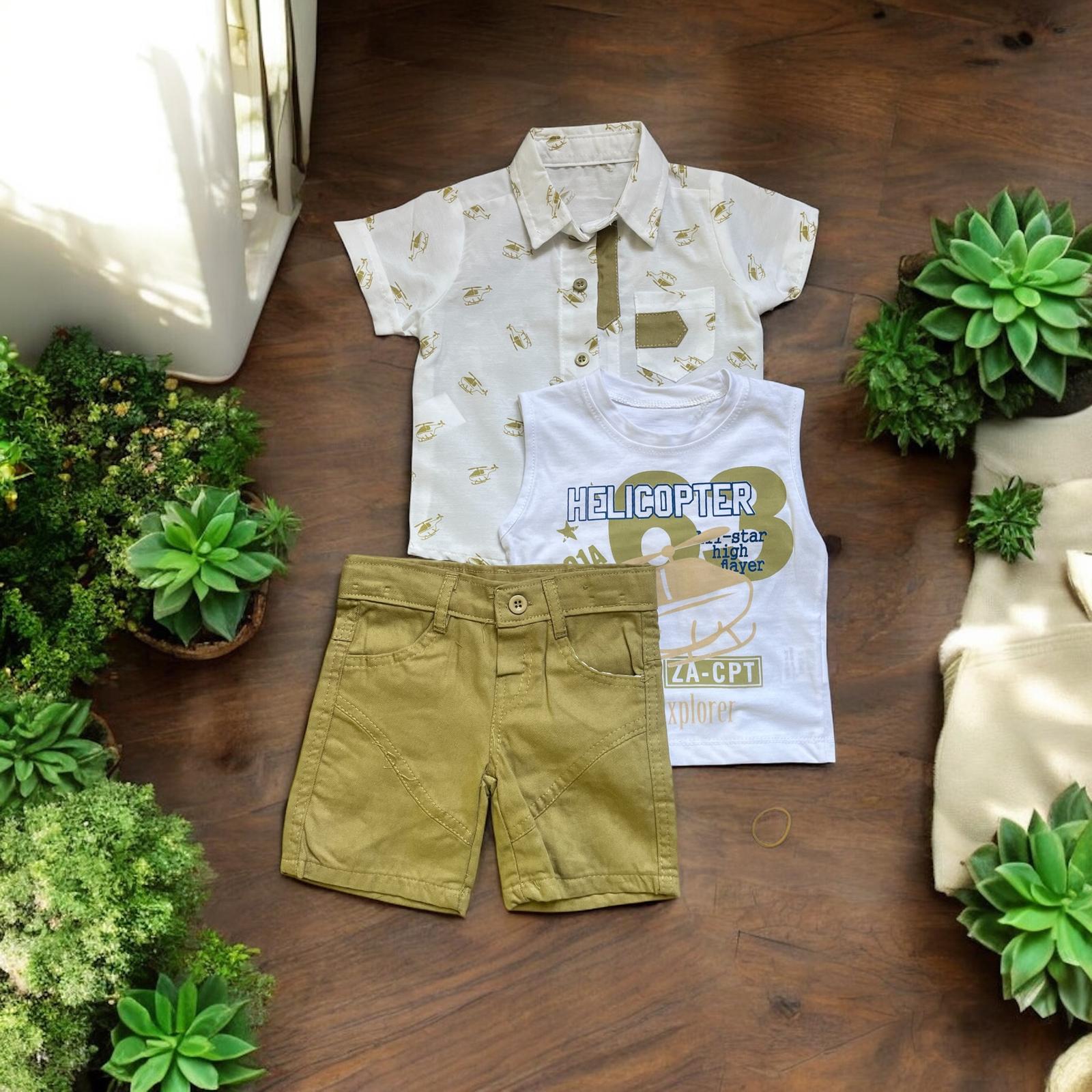 Erkek Çocuk Gömlekli 3'lü Takım 1-4 Yaş