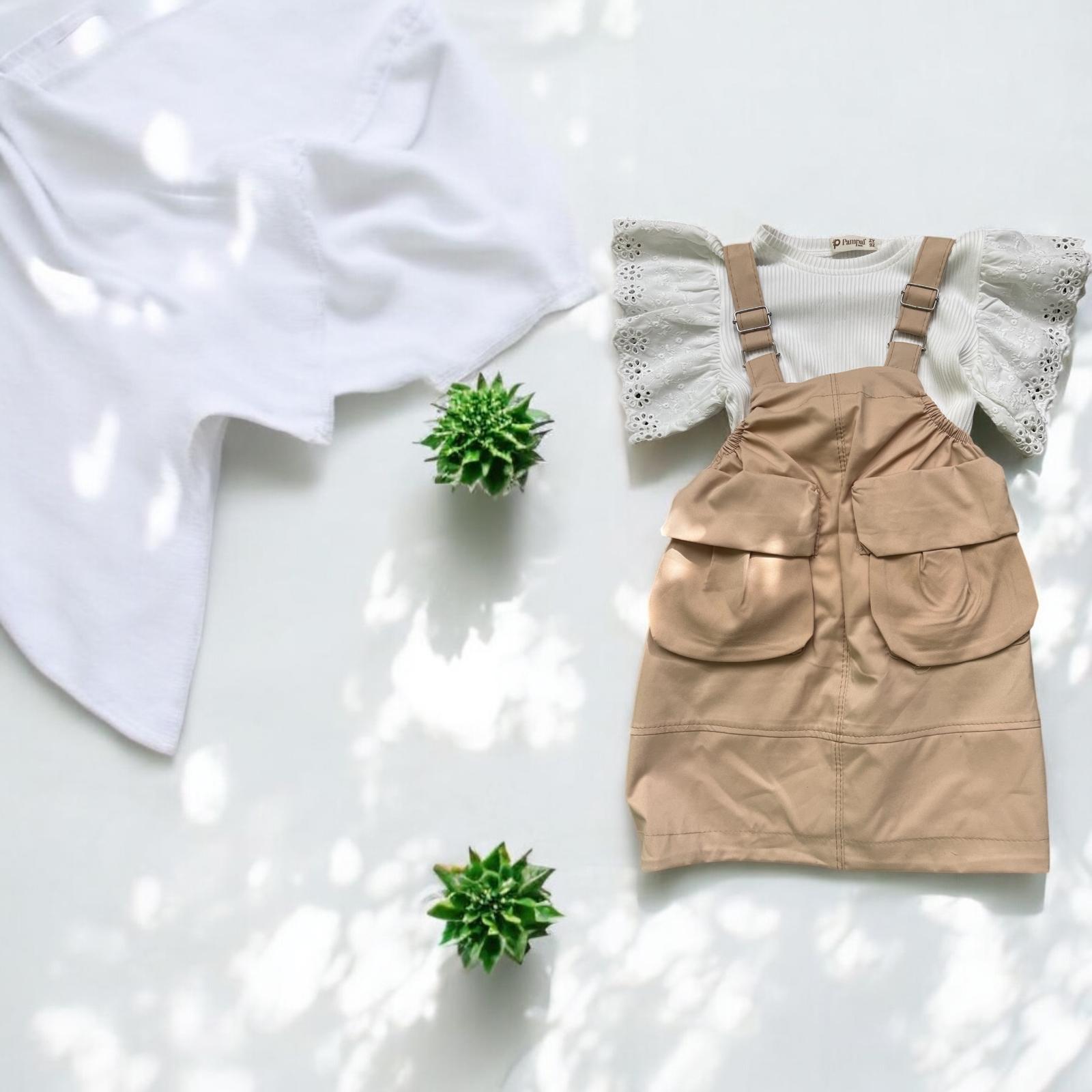 Pudra Trench Salopet Kız Çocuk Elbisesi 2-5 Yaş