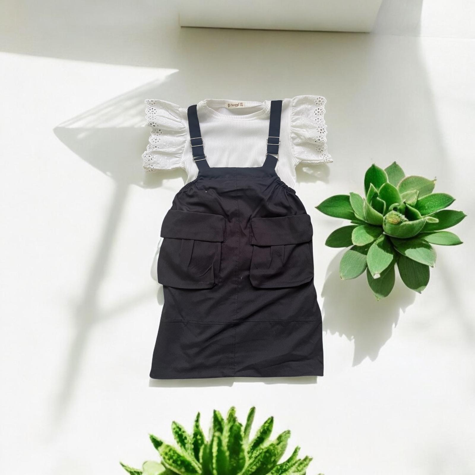 Lacivert Trench Salopet Kız Çocuk Elbisesi 2-5 Yaş