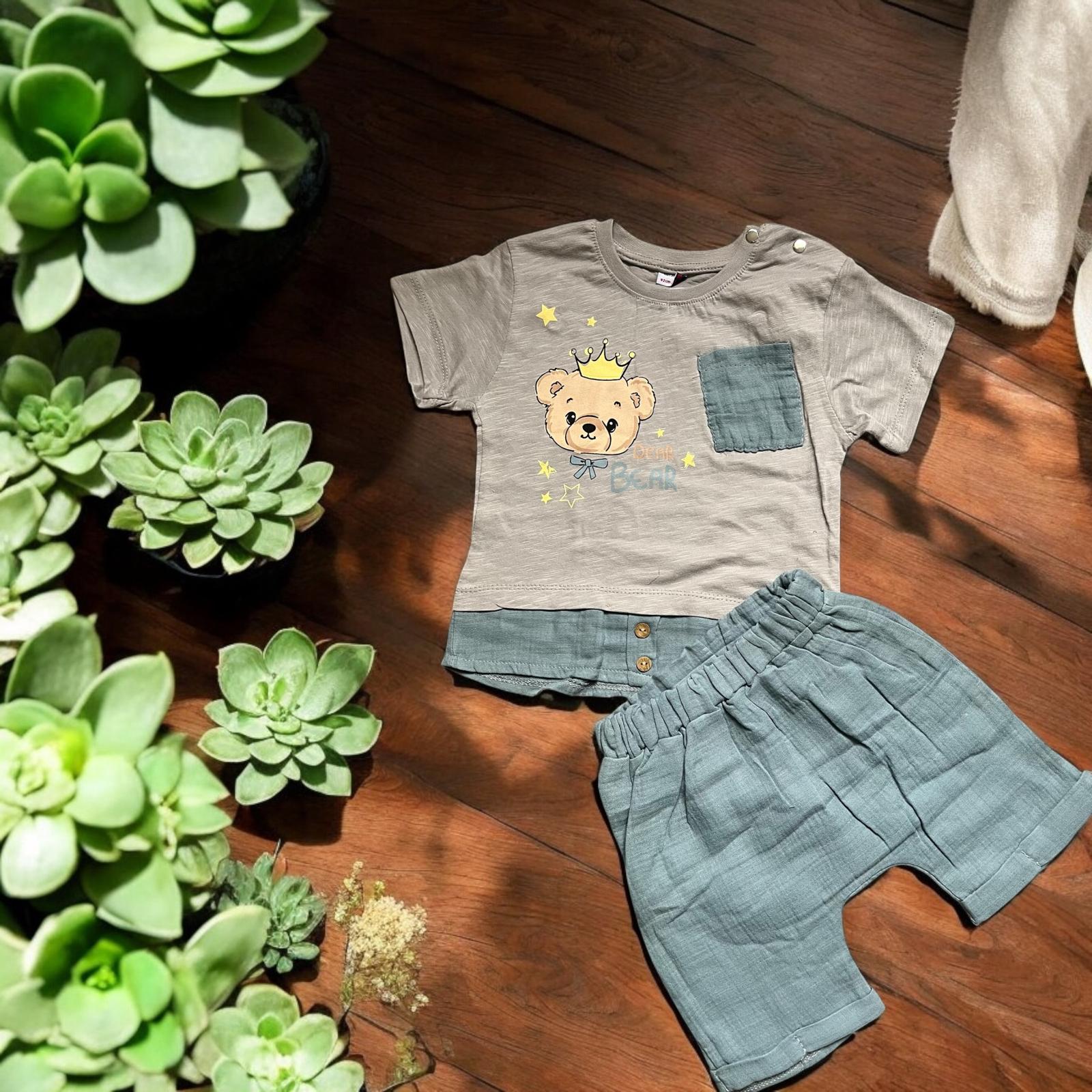 9-24 Ay Müslin Erkek Çocuk Takımı Şortlu