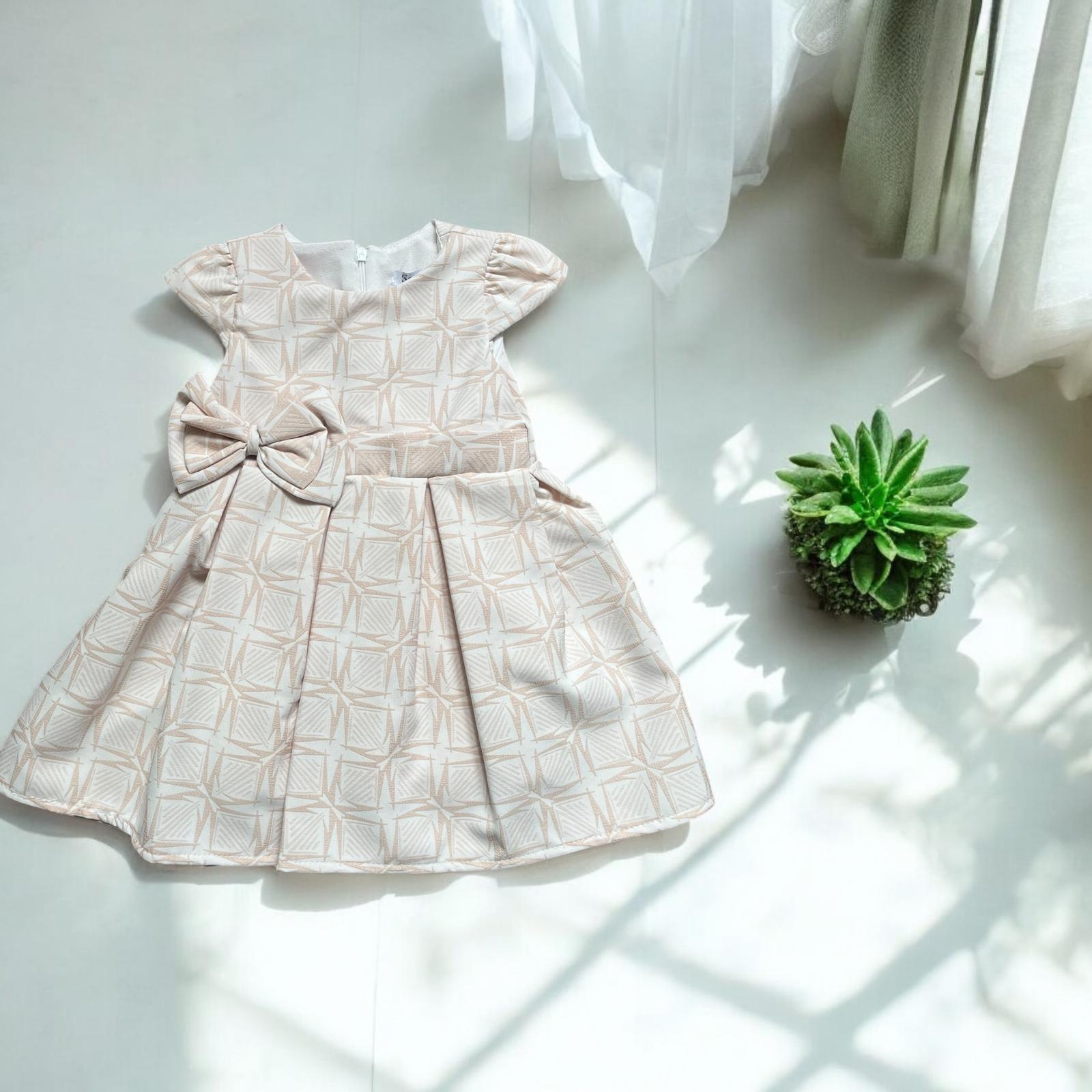 Pudra Fiyonklu Kız Çocuk Elbise 2-5 Yaş