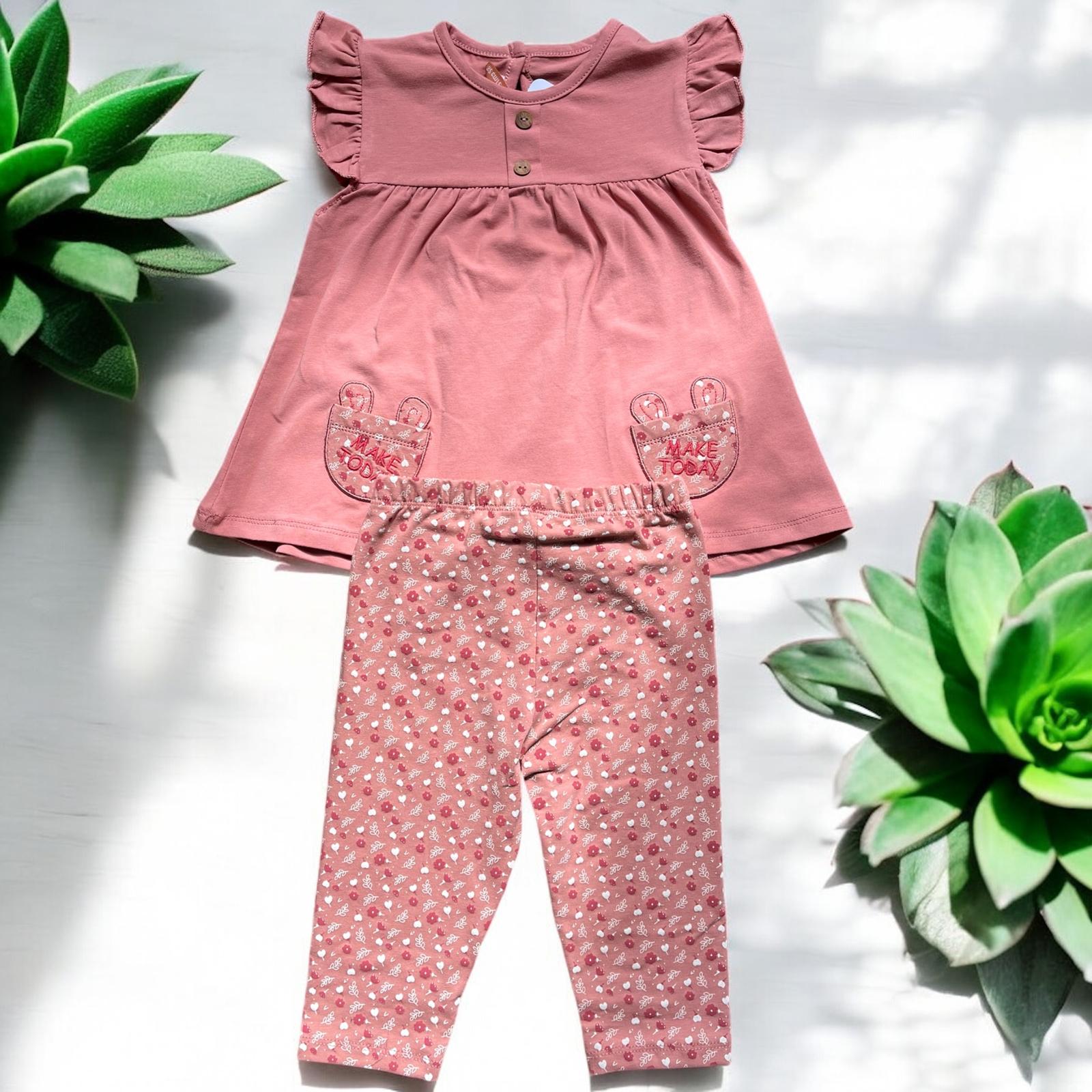 Cep Nakışlı Alt Üst Kız Çocuk Takımı 9-24 Ay