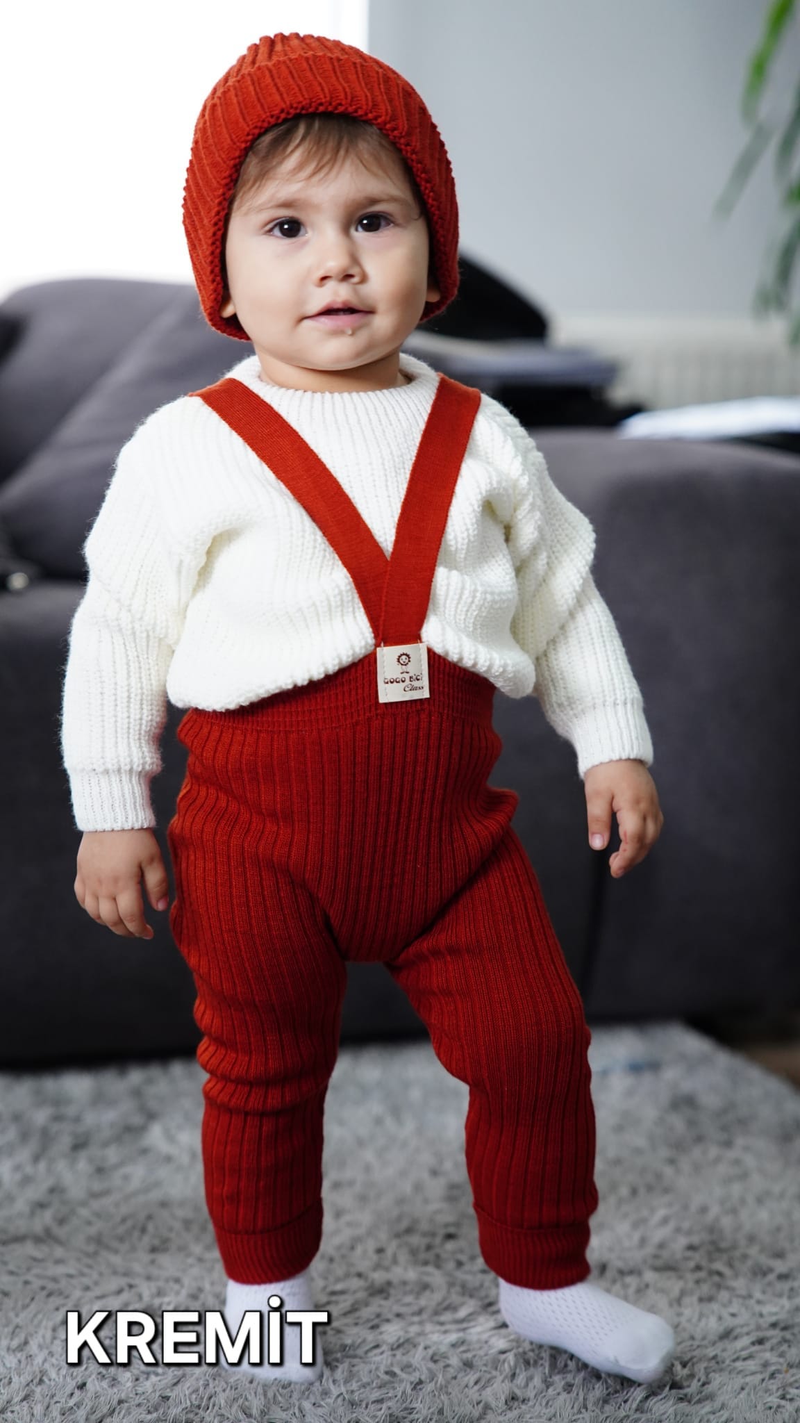 Selanik Örgüsü Oversize Kazaklı Çarpraz Askılı Triko Takım