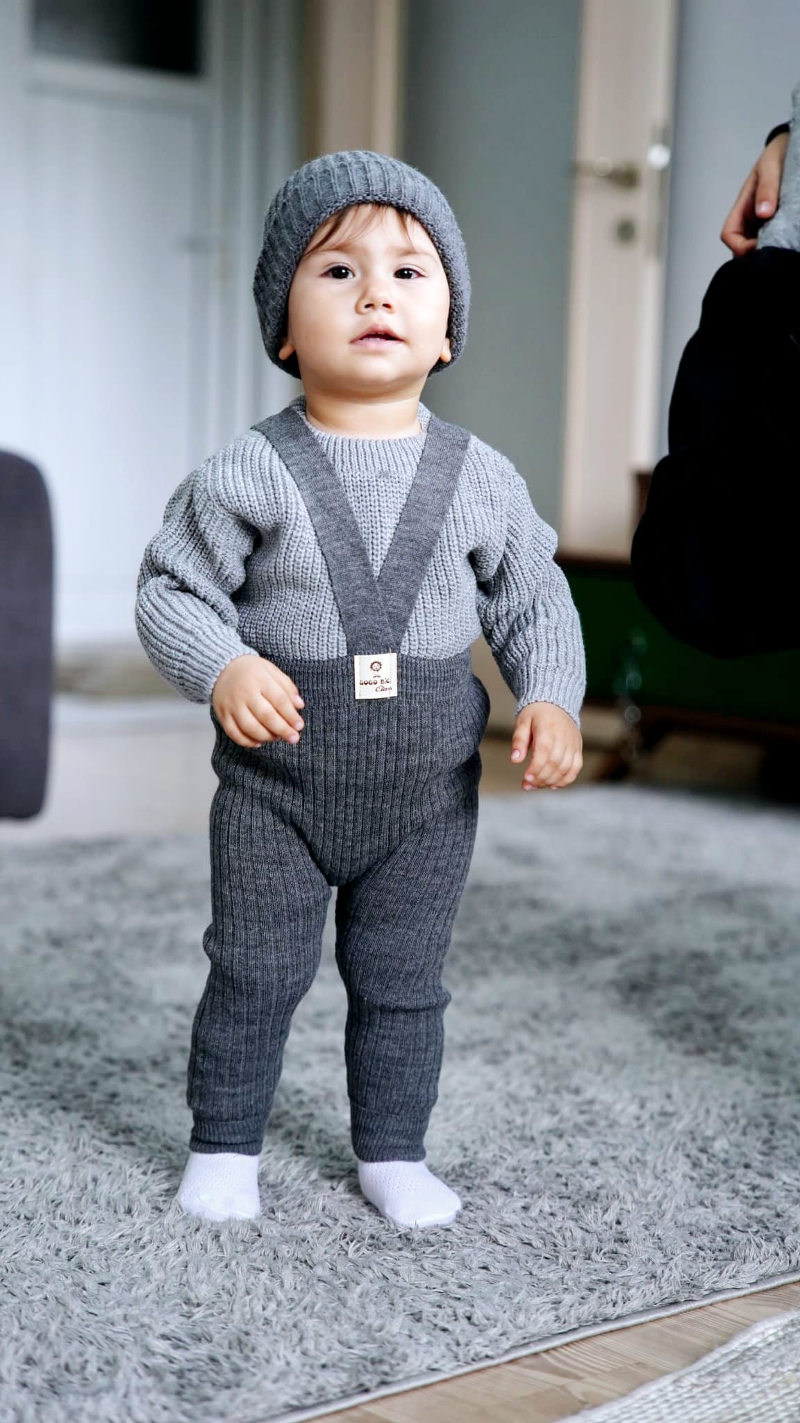 Selanik Örgüsü Oversize Kazaklı Çarpraz Askılı Triko Takım