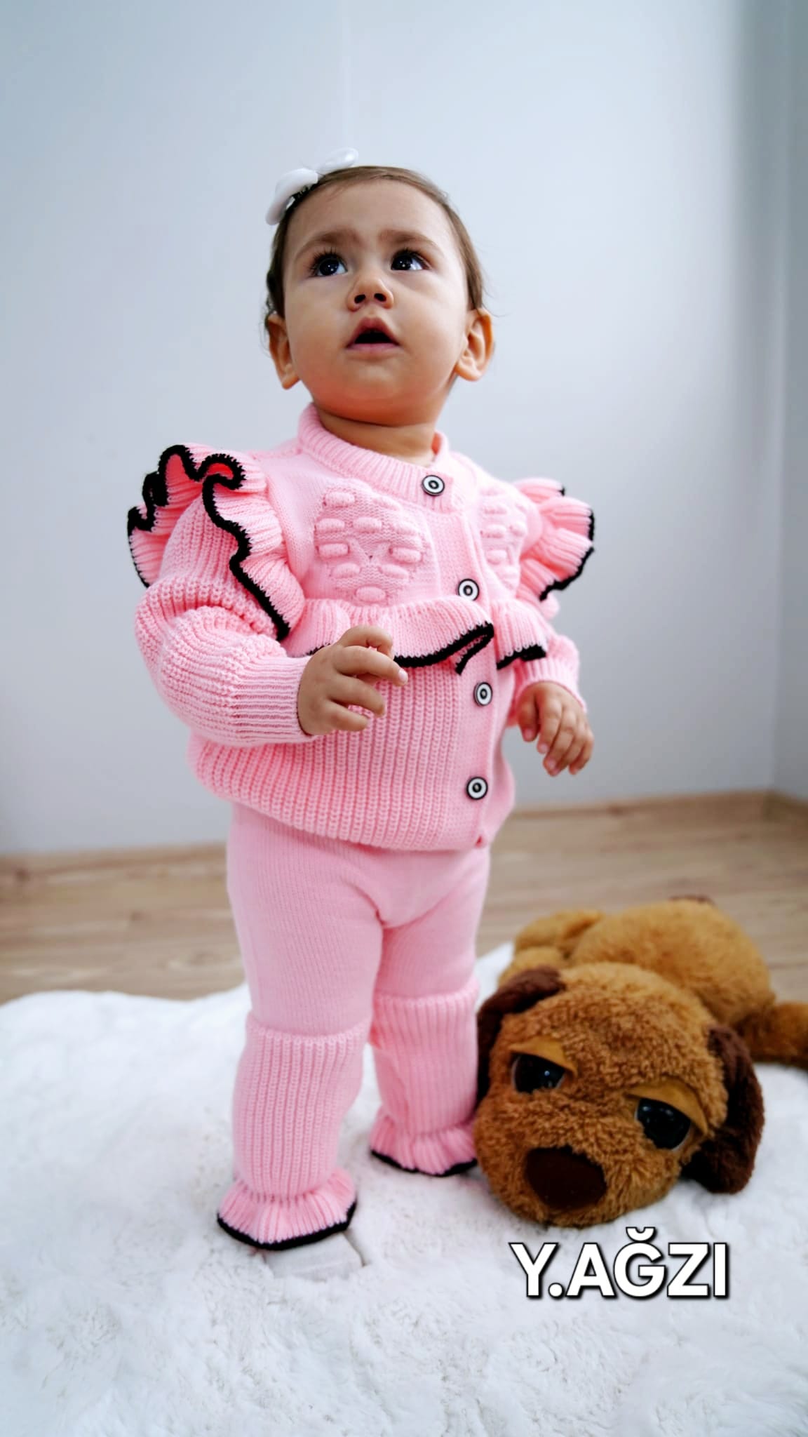 Fırfırlı Kız Bebek 2'Li Triko Takım