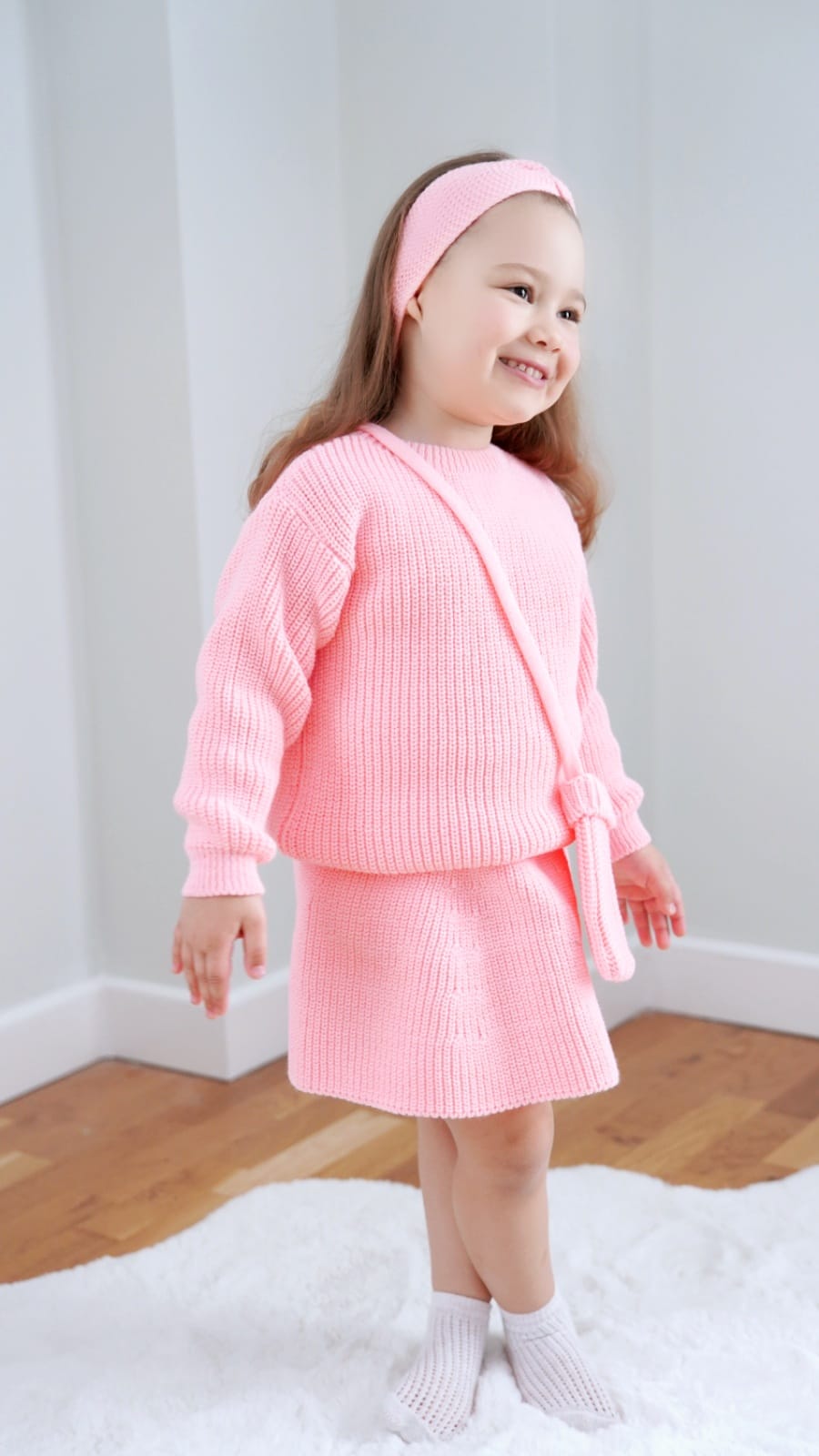 Selanik Örgülü 4'Lü Etekli 2-5 Yaş Kız Çocuk Takımı